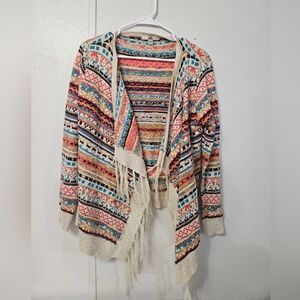 Ya Los Angeles Aztec Multicolor Open Front Sweater!